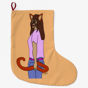 catgirl large christmas stocking