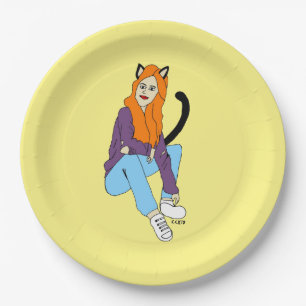 catgirl   paper plate