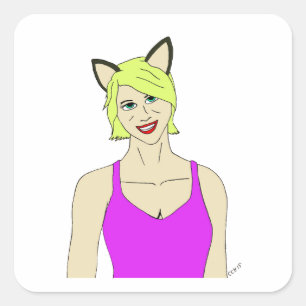 catgirl square sticker