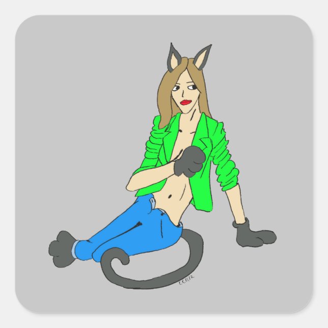 catgirl    square sticker (Front)