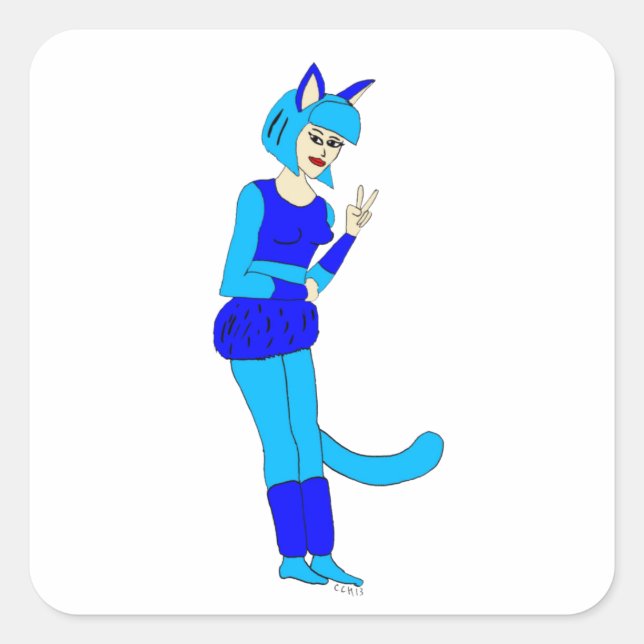 catgirl   square sticker (Front)