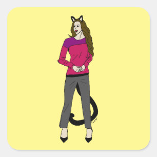 catgirl square sticker