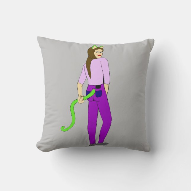 catgirl   throw pillow (Front)