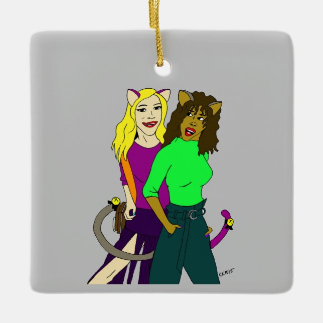 catgirls    ceramic ornament (Front)