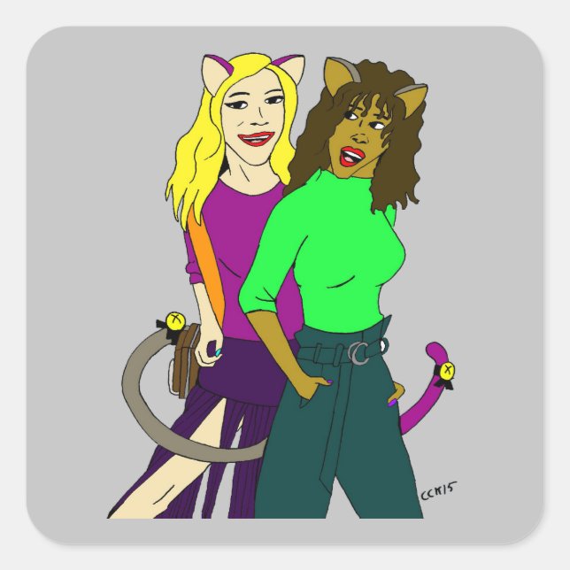 catgirls      square sticker (Front)