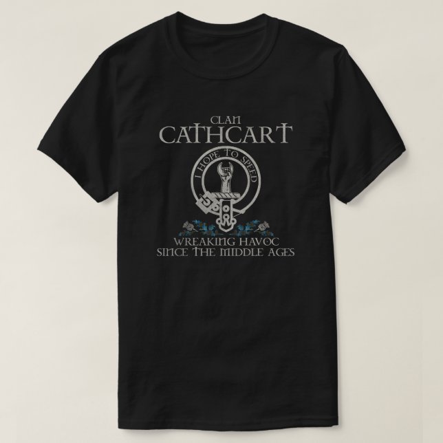 Cathcart Clan crest Scottish surname tartan Thistl T-Shirt (Design Front)