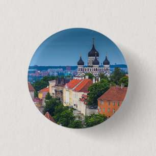 Cathedral and Cityscape   Estonia 3 Cm Round Badge