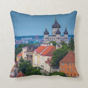 Cathedral and Cityscape   Estonia Cushion