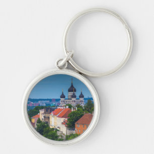 Cathedral and Cityscape   Estonia Key Ring