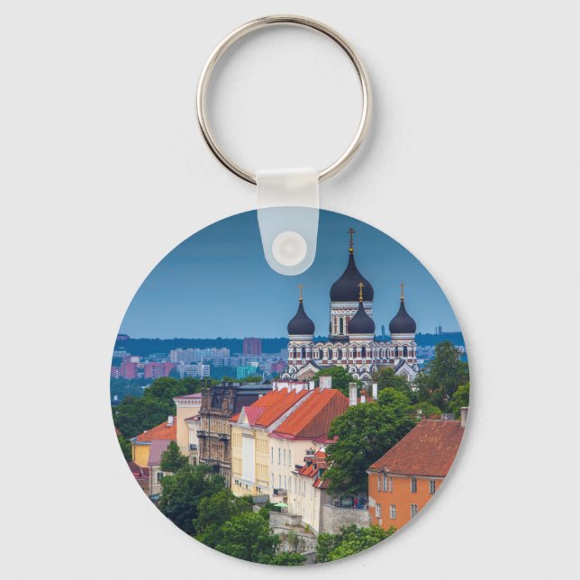 Cathedral and Cityscape | Estonia Key Ring (Front)