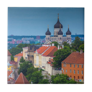 Cathedral and Cityscape Estonia Tile