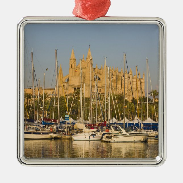 Cathedral and marina, Palma, Mallorca, Spain 2 Metal Tree Decoration (Front)