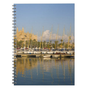 Cathedral and marina, Palma, Mallorca, Spain Spiral Notebook