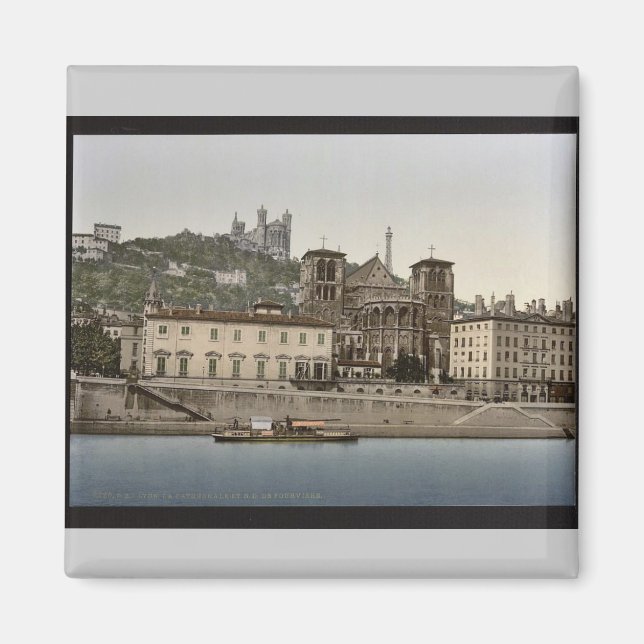 Cathedral and Notre Dame de Fourviere, Lyons, Fran Magnet (Front)