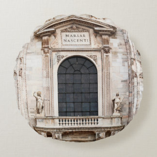 Cathedral church of Milan. Beautiful Italian templ Round Cushion