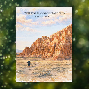 Cathedral Gorge Nevada Watercolor Adventure Travel Holiday Postcard