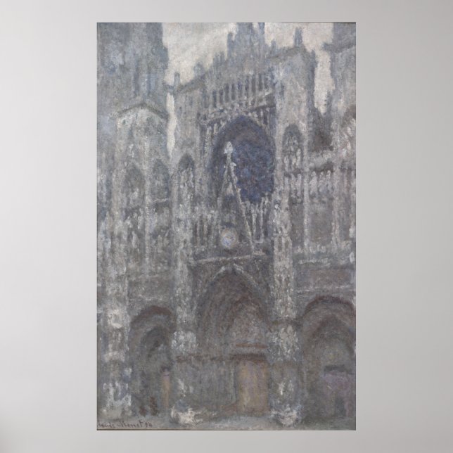 Cathedral in Rouen Portal Grey Weather by Monet Poster (Front)
