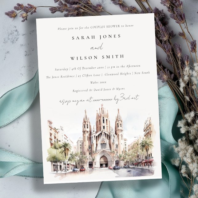 Cathedral of Barcelona Spain Couples Shower Invitation (Creator Uploaded)