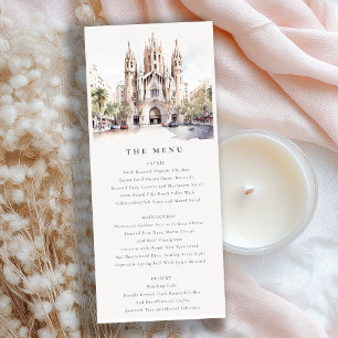 Cathedral of Barcelona Spain Wedding Menu Card