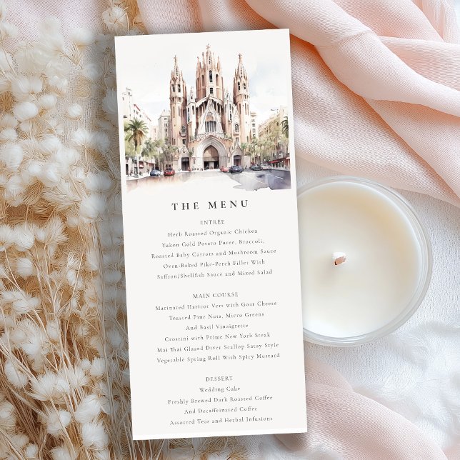 Cathedral of Barcelona Spain Wedding Menu Card (Creator Uploaded)