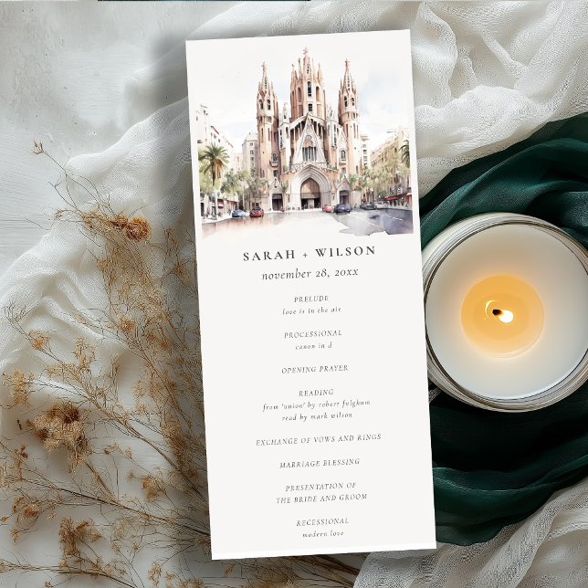 Cathedral of Barcelona Spain Wedding Program Invitation (Creator Uploaded)