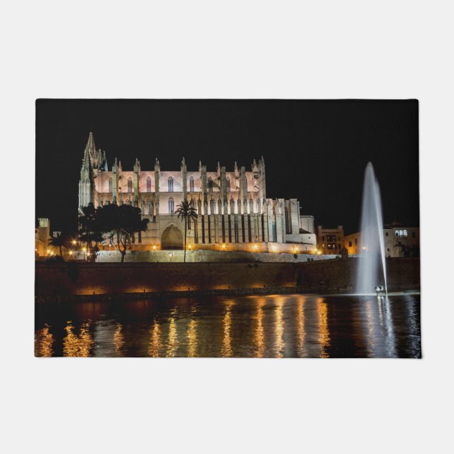 Cathedral of Palma de Mallorca at night - Spain Doormat (Front)
