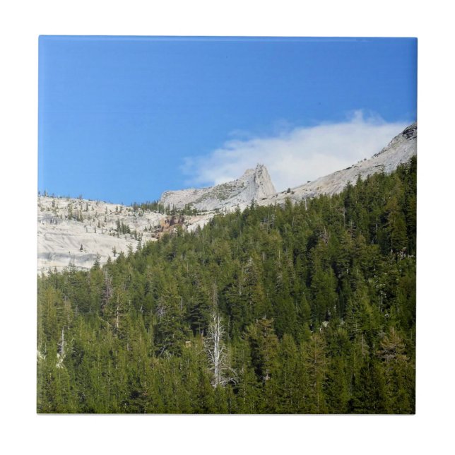 Cathedral Peak at Tenaya Lake, Yosemite, CA Tile (Front)