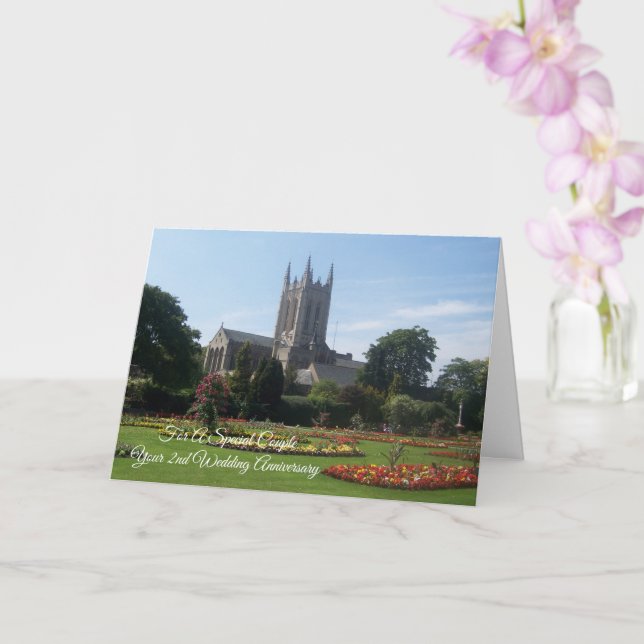 Cathedral Personalised 2nd Wedding Anniversary Card (Orchid)