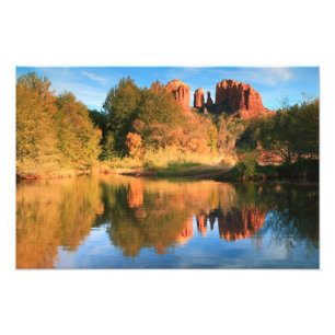 Cathedral Rock and reflections, Sedona Arizona Photo Print