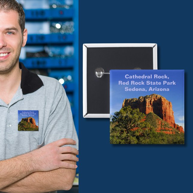 Cathedral Rock, Arizona 15 Cm Square Badge (Cathedral Rock, Arizona Pinback Button)