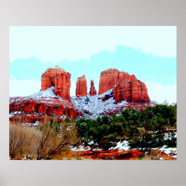 Cathedral Rock in the snow Poster (Front)