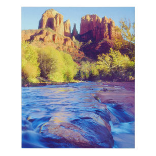 Cathedral Rock reflecting in Oak Creek, Arizona Faux Canvas Print