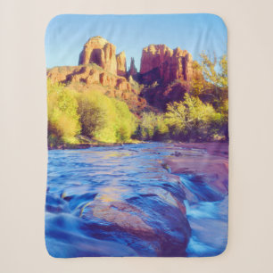 Cathedral Rock reflecting in Oak Creek, Arizona Sherpa Blanket