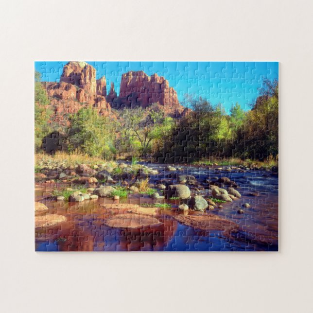 Cathedral Rock reflecting in Oak Creek Jigsaw Puzzle (Horizontal)