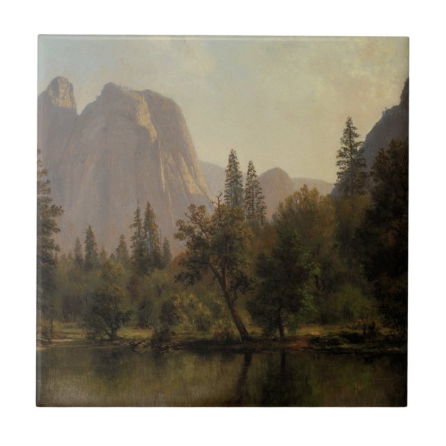 Cathedral Rocks, Yosemite Valley Albert Bierstadt Tile (Front)