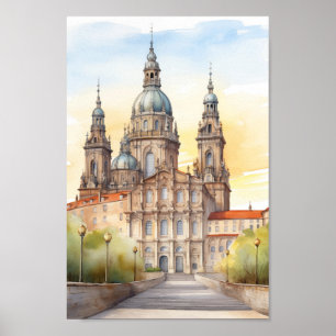 Cathedral Santiago Spain Famous Travel Place Poster