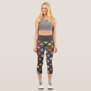 Cathedral window quilt capri leggings