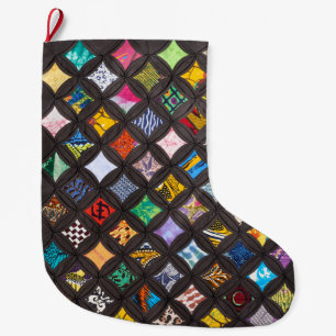 Cathedral window quilt  large christmas stocking