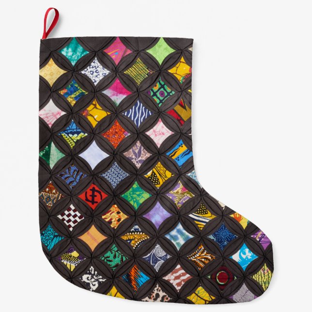 Cathedral window quilt  large christmas stocking (Front)