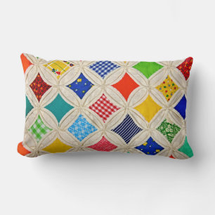 Cathedral Window Quilt Pattern Lumbar Cushion