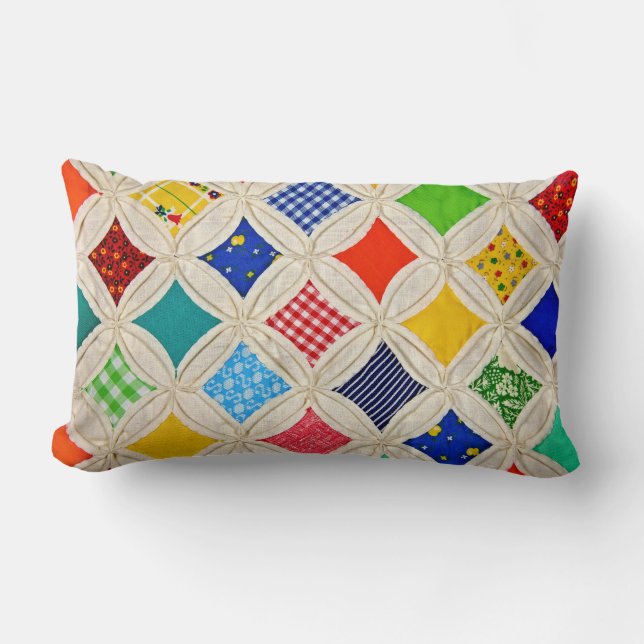 Cathedral Window Quilt Pattern Lumbar Cushion (Front)