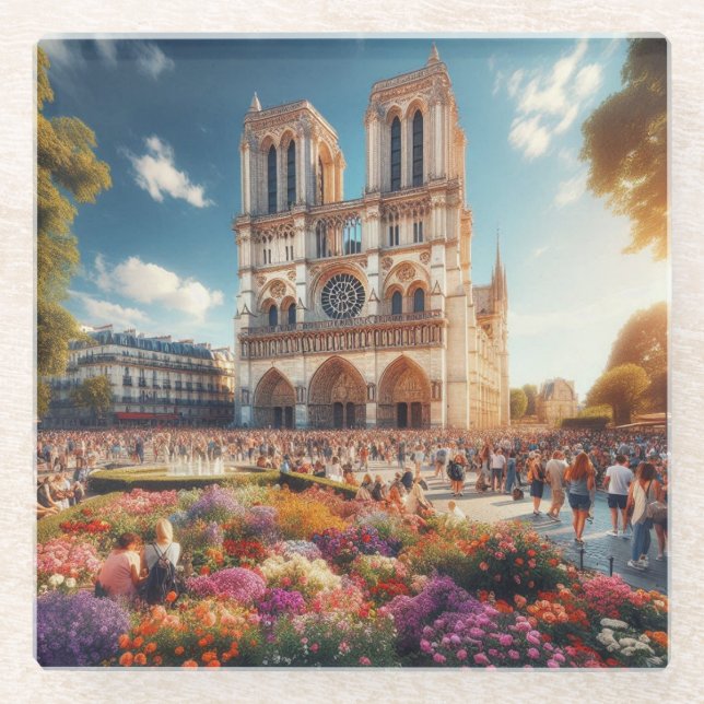  Cathédrale Notre-Dame de Paris Glass Coaster (Front)