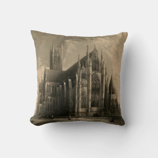 Cathedrals of England: Lincoln 1836 Pillow (Front)
