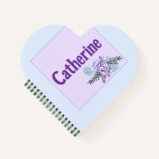 Catherine Aqua Rose Heart Notebook [Watermark]