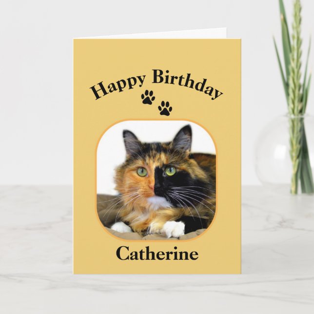 Catherine Calico Cat Happy Birthday Card (Front)