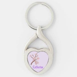 Catherine Sakura Blossom Branch Heart Key Ring