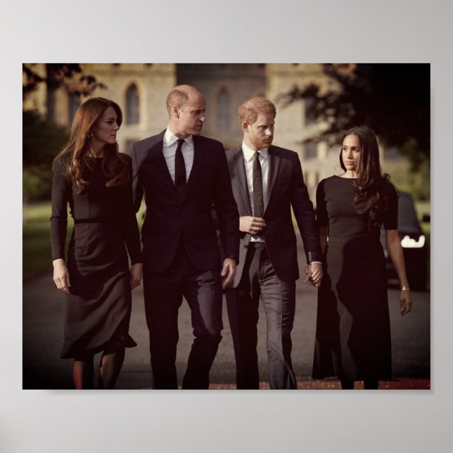 Catherine William Harry Meghan Long Walk Poster (Front)