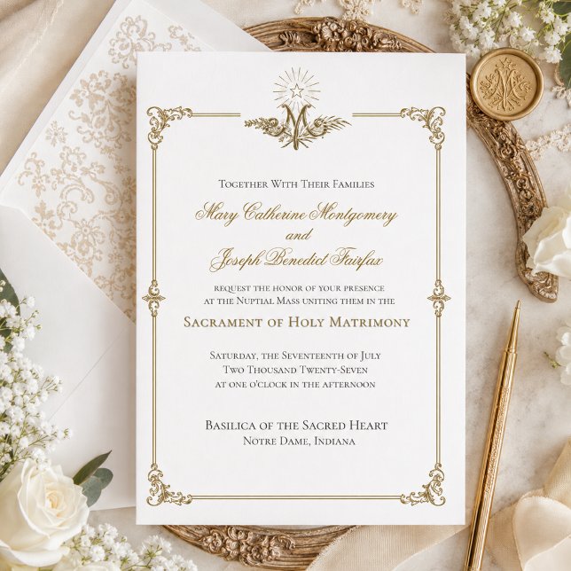 Catholic 19th Century Marian Gold  Wedding Invitation (Creator Uploaded)