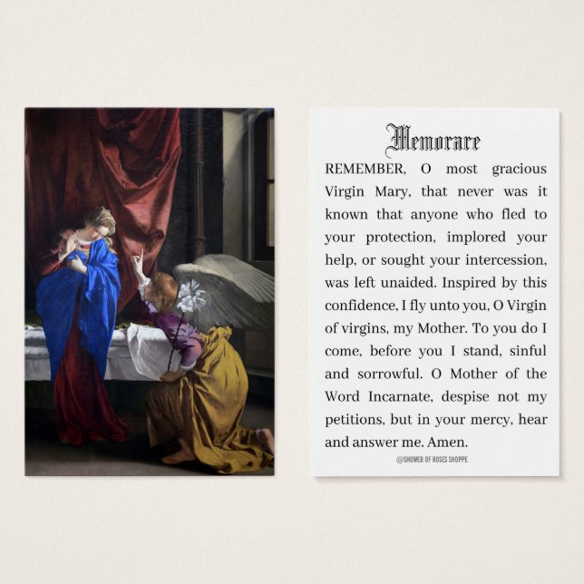 Catholic Annunciation of Mary Memorare Prayer (Front & Back)