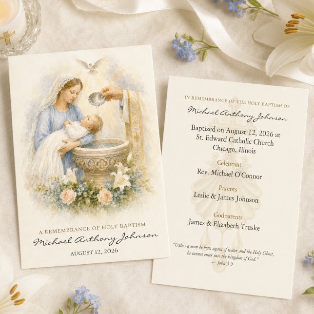Catholic Baby Baptism Remembrance prayer card (Creator Uploaded)